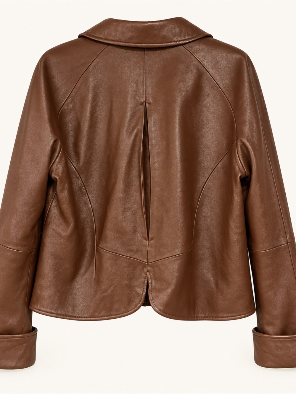 bagatelle Brown Leather Button-Front Jacket 12 - Picture 4 of 11